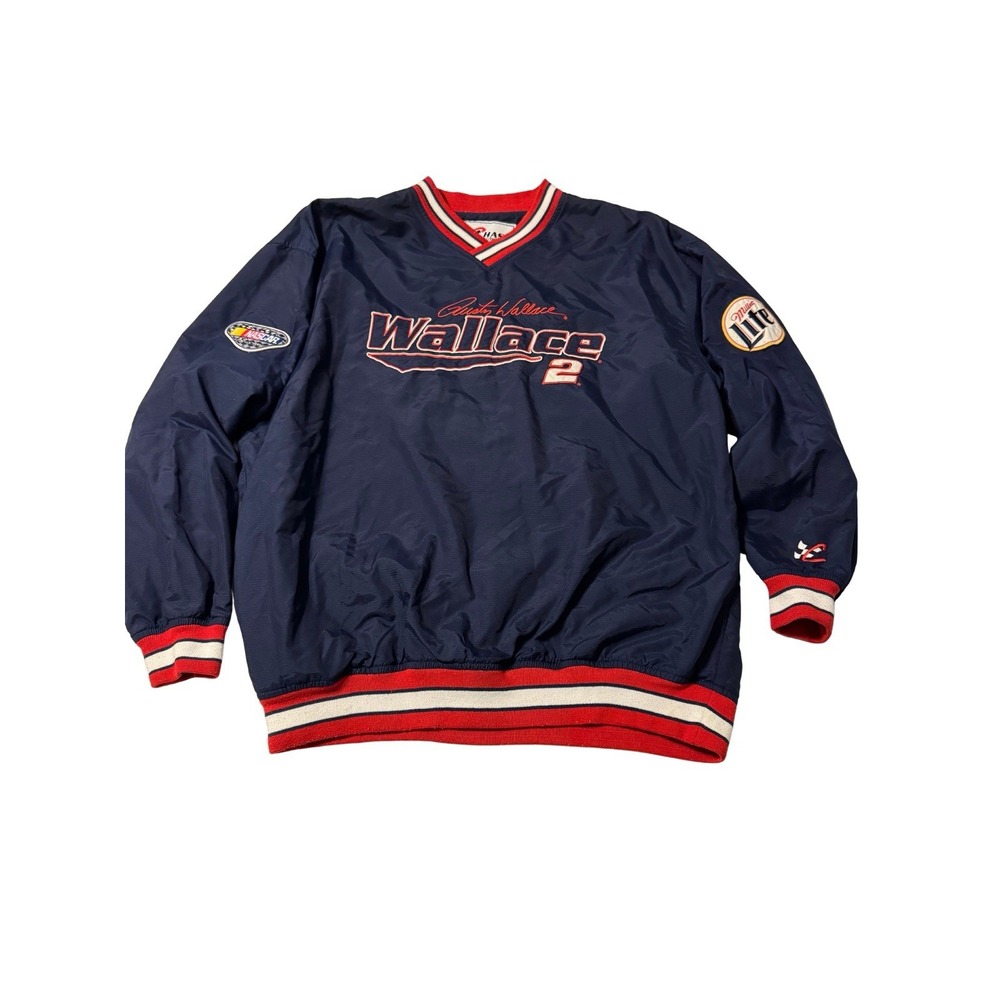 Vtg NASCAR Rusty Wallace #2 Miller Lite Windbreaker Pullover Size‎ XL